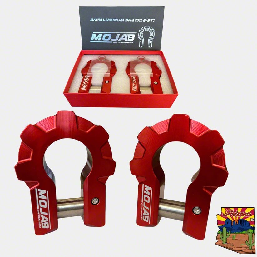 RedRock Jeep Wrangler 3/4-Inch D-Ring Shackles; Hydro Blue