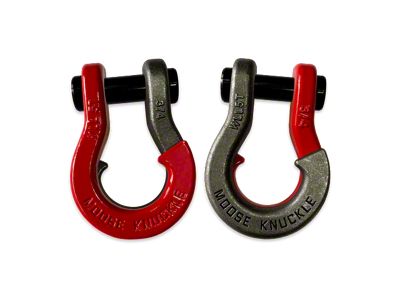 Moose Knuckle Offroad Jowl Split Recovery Shackle 3/4 Combo; Flame Red and Raw Dog