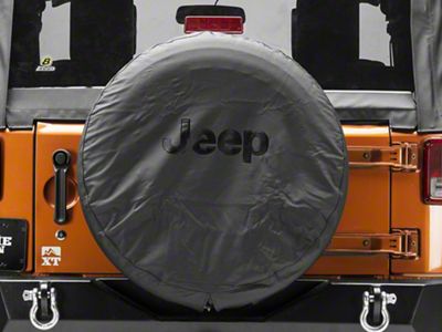Mopar Spare Tire Cover with Jeep Logo for 30 to 31-Inch Tires; Black Denim (07-25 Jeep Wrangler JK & JL)