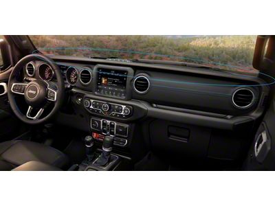 Mopar Dashboard Top Pad Trim Kit; Black Leather with Blue Stitching (20-25 Jeep Gladiator JT)