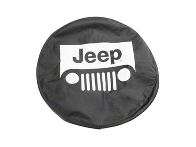 Mopar Spare Tire Cover with Jeep Wrangler Grille Logo for P225/75R15 and P215/75R16 Tires; Black (66-18 Jeep CJ5, CJ7, Wrangler YJ, TJ & JK)