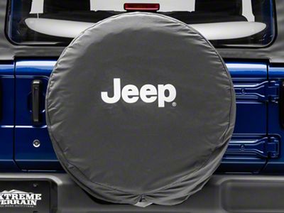Mopar Spare Tire Cover with Jeep Logo; Black and White (66-18 Jeep CJ5, CJ7, Wrangler YJ, TJ & JK)
