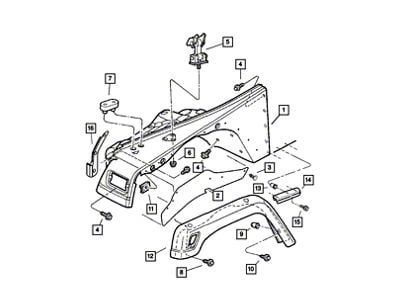 Mopar Fender Flare; Front Driver Side (97-06 Jeep Wrangler TJ)