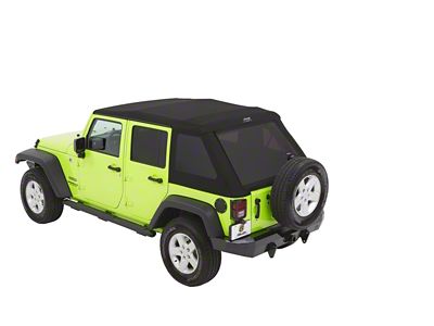 Mopar JEEP Trektop Glide Slantback Soft Top; Black Diamond (07-18 Jeep Wrangler JK 4-Door)