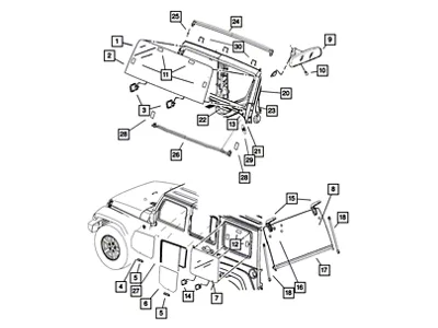 Mopar Replacement Windshield Glass (11-18 Jeep Wrangler JK)