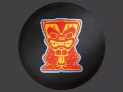 Mopar Spare Tire Cover with Tiki Man Logo for LT255/75R17 Tires; Black Denim (76-18 Jeep CJ7, Wrangler YJ, TJ & JK)