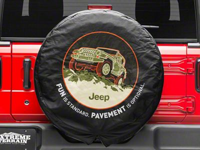 Mopar Spare Tire Cover with Pavement Optional Logo for 32-Inch Tires; Black Denim (66-18 Jeep CJ5, CJ7, Wrangler YJ, TJ & JK)