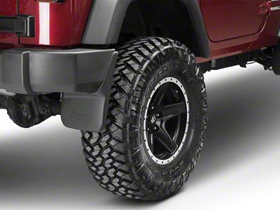 Mopar Deluxe Molded Splash Guards with Jeep Logo; Rear (07-18 Jeep Wrangler JK)