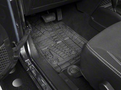 Mopar Slush All-Weather Front and Rear Floor Mats with Jeep Logo; Black (14-18 Jeep Wrangler JK 4-Door)