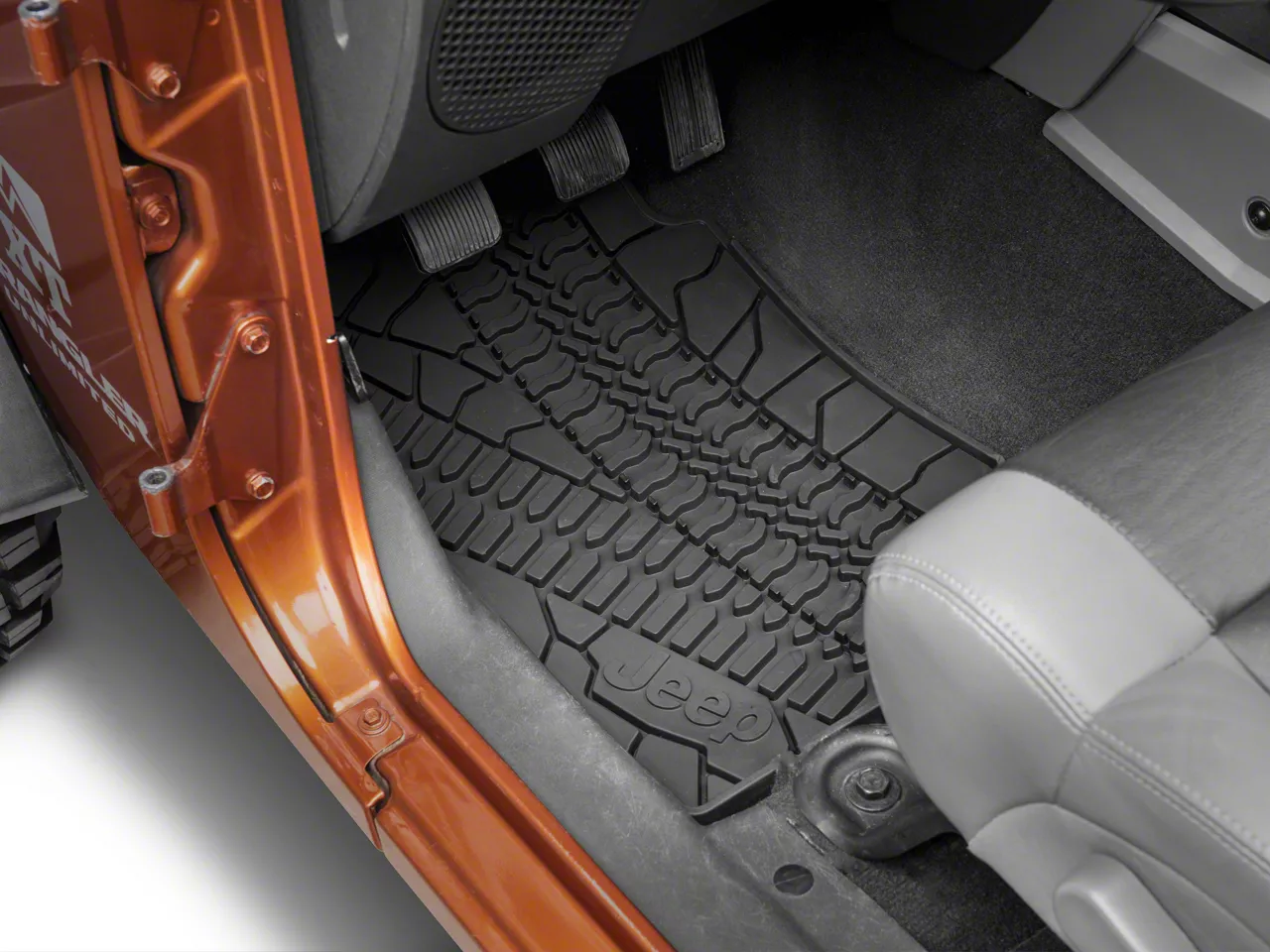 Mopar Jeep Wrangler Slush All Weather Front and Rear Floor Mats with Jeep Logo Dark Slate Gray 82210166AD 07 13 Jeep Wrangler JK 4 Door Free Shipping