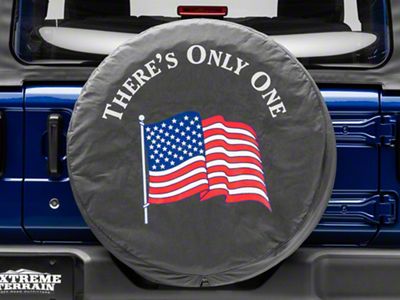 Mopar Spare Tire Cover with There's Only One Logo for 32 to 33-Inch Tires; Black (66-18 Jeep CJ5, CJ7, Wrangler YJ, TJ & JK)