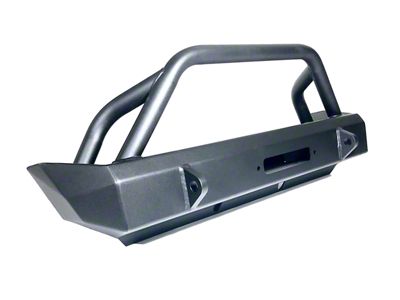 Rock Proof Front Bumper with Tube Work; Black (18-25 Jeep Wrangler JL)