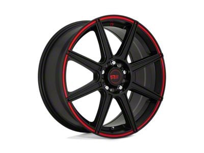 Motegi CS8 Satin Black with Red Stripe Wheel; 18x8; 35mm Offset (97-06 Jeep Wrangler TJ)