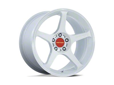 Motegi Battle V Matsuri White Pearl with Machined Lip Stripe Wheel; 18x8.5; 35mm Offset (87-95 Jeep Wrangler YJ)