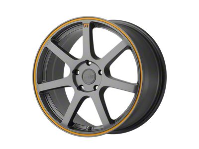 Motegi MR132 Matte Gray with Orange Stripe Wheel; 18x8; 35mm Offset (87-95 Jeep Wrangler YJ)
