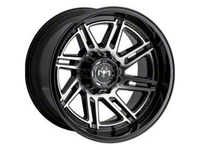 Motiv Offroad Millenium Series Gloss Black with Chrome Accents Wheel; 20x10; -12mm Offset (20-25 Jeep Gladiator JT)
