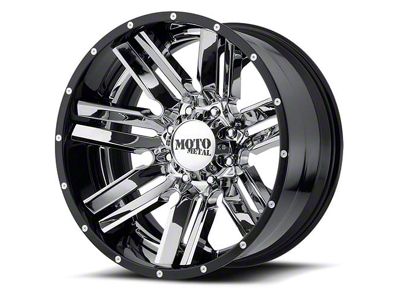 Moto Metal MO202 Chrome Center with Gloss Black Milled Lip 6-Lug Wheel; 20x12; -44mm Offset (04-15 Titan)