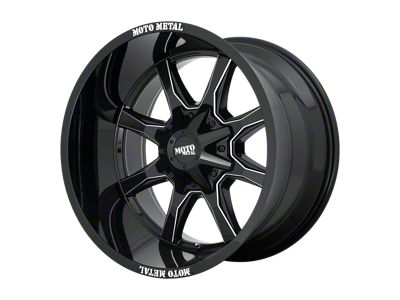Moto Metal MO970 Gloss Black with Milled Spoke and Moto Metal On Lip 5-Lug Wheel; 20x9; 0mm Offset (07-13 Tundra)