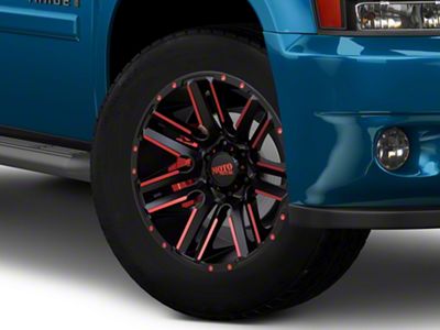 Moto Metal Razor Satin Black Machined Red Tint 6-Lug Wheel; 20x10; -24mm Offset (25-26 4Runner)