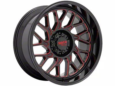 Moto Metal MO805 Gloss Black Milled with Red Tint 6-Lug Wheel; 22x10; -18mm Offset (21-25 Bronco, Excluding Raptor)