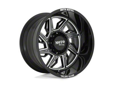 Moto Metal Hurricane Gloss Black Milled Wheel; Left Directional; 22x12; -44mm Offset (20-25 Jeep Gladiator JT)