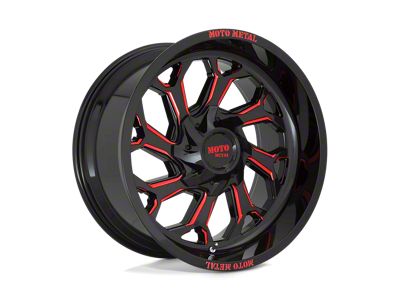 Moto Metal MO999 Gloss Black Milled with Red Tint Wheel; 20x10; -18mm Offset (20-25 Jeep Gladiator JT)