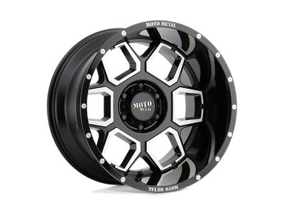 Moto Metal Spade Gloss Black Machined Wheel; 20x10; -24mm Offset (20-25 Jeep Gladiator JT)
