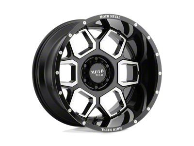 Moto Metal Spade Gloss Black Machined Wheel; 20x12; -44mm Offset (20-25 Jeep Gladiator JT)