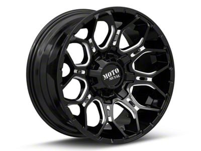 Moto Metal Sniper Gloss Black Milled Wheel; 22x12; -44mm Offset (22-25 Jeep Grand Cherokee WL)