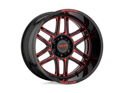 Moto Metal Folsom Gloss Black Milled with Red Tint Wheel; 20x10; -18mm Offset (99-04 Jeep Grand Cherokee WJ)