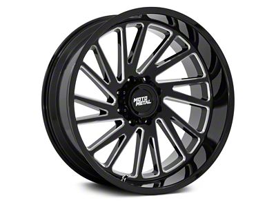 Moto Metal Combat Gloss Black Milled Wheel; 24x12; -44mm Offset (07-18 Jeep Wrangler JK)