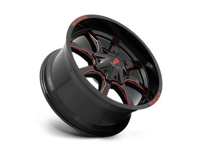 Moto Metal MO970 Gloss Black Milled with Red Tint and Moto Metal On Lip Wheel; 20x10; -18mm Offset (07-18 Jeep Wrangler JK)