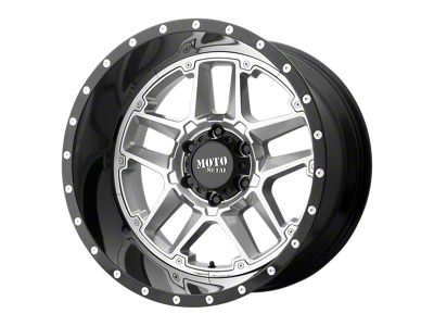 Moto Metal Sentry Gloss Silver Center with Gloss Black Lip Wheel; 20x12; -44mm Offset (18-25 Jeep Wrangler JL)
