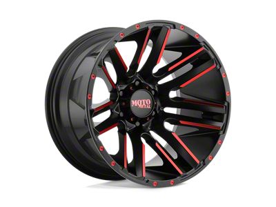Moto Metal Razor Satin Black Machined with Red Tint Wheel; 20x10; -24mm Offset (18-25 Jeep Wrangler JL)