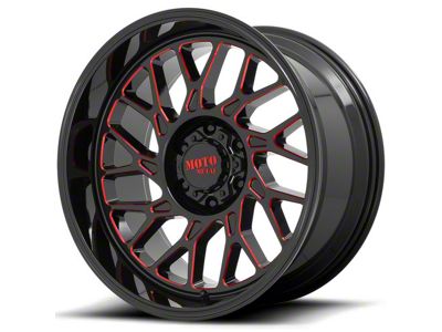 Moto Metal MO805 Gloss Black Milled with Red Tint 6-Lug Wheel; 22x10; -18mm Offset (17-24 Titan)