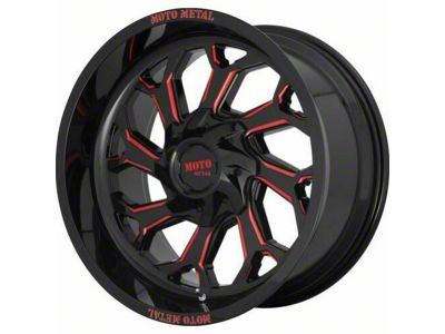 Moto Metal MO999 Gloss Black Milled with Red Tint 6-Lug Wheel; 22x12; -44mm Offset (16-24 Titan XD)