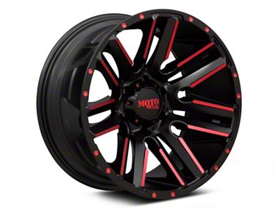 Moto Metal Razor Satin Black Machined Red Tint 6-Lug Wheel; 22x12; -44mm Offset (16-24 Titan XD)