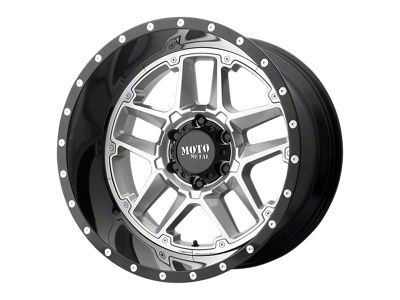 Moto Metal Sentry Gloss Silver Center with Gloss Black Lip 6-Lug Wheel; 20x12; -44mm Offset (22-25 Tundra)