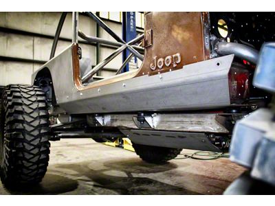 Motobilt 15-Inch Stretch Boat Side Rocker Guards; Steel; Raw (87-95 Jeep Wrangler YJ)