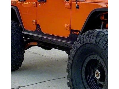 Motobilt Crusher Series Rocker Guards with Step; Bare Steel (07-18 Jeep Wrangler JK 4-Door)