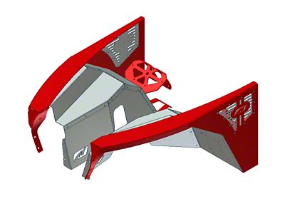 Motobilt 0-Inch Highline Flat Fender Flares with Inner Fender Liners for Coil-Over Kits; Bare Steel (97-06 Jeep Wrangler TJ)