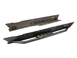 Motobilt Rocker Guards for Comp Cut Corners with Tube Step; Notched for Motorbilt Front Fenders; Bare Steel (04-06 Jeep Wrangler TJ Unlimited)