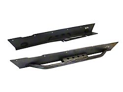 Motobilt Rocker Guards with Tube Step; Raw (04-06 Jeep Wrangler TJ Unlimited w/ Factory Flares)