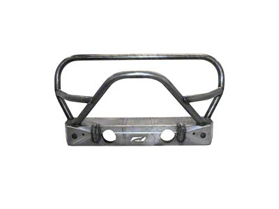 Motobilt Stubby Front Bumper with Fog Light Mounts, Grille Hoop and Stinger; Bare Steel (07-18 Jeep Wrangler JK)