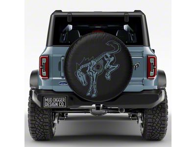 Mud Digger Designs Spare Tire Cover with Area 51 Skeleton Bronco Logo for 315/70R17 Tires; Black (21-25 Bronco)