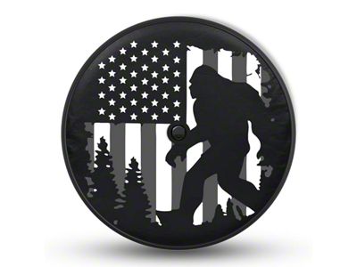 Mud Digger Designs Spare Tire Cover with Black and White Sasquatch Flag Logo for 315/70R17 Tires; Black (21-25 Bronco)
