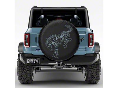 Mud Digger Designs Spare Tire Cover with Mechanical Bronco Logo for 315/70R17 Tires; Black (21-25 Bronco)