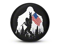 Mud Digger Designs Spare Tire Cover with Patriotic Sasquatch Logo for 315/70R17 Tires; Black (21-25 Bronco)