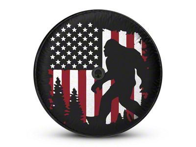 Mud Digger Designs Spare Tire Cover with Sasquatch Flag Logo for 315/70R17 Tires; Black (21-25 Bronco)