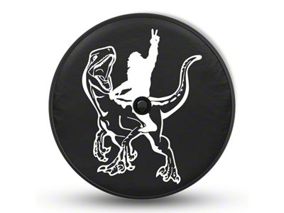 Mud Digger Designs Spare Tire Cover with White Raptor Sasquatch Logo for 37-Inch Tires; Black (21-25 Bronco)